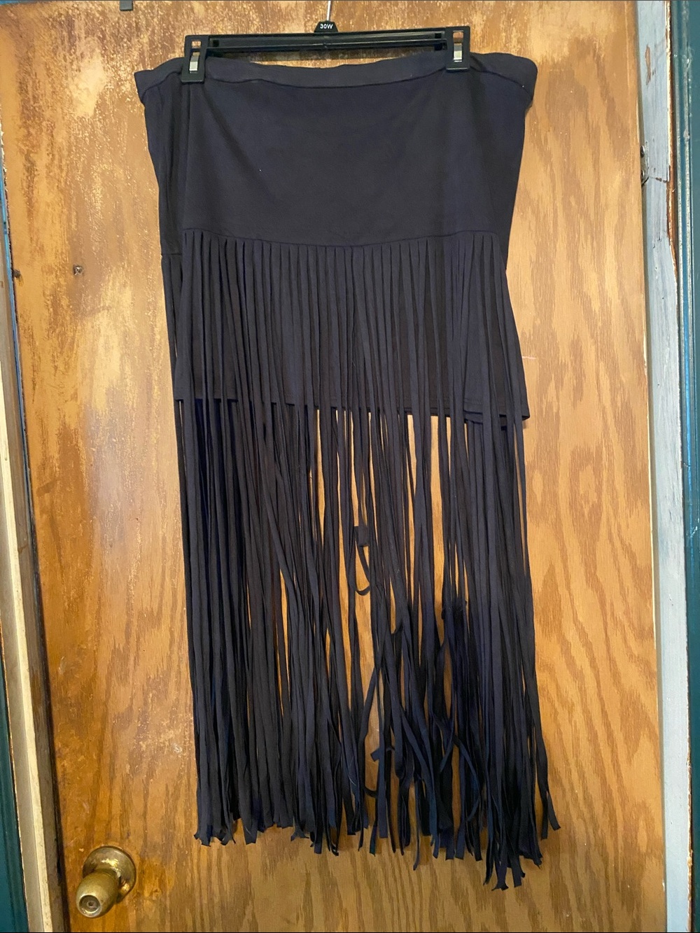 Black Fringe Mini Skirt